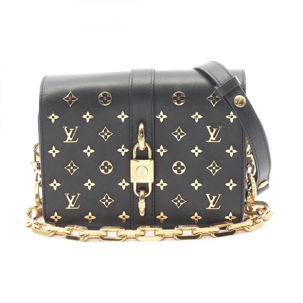 Louis Vuitton Rendezvous Monogram Flower Handbag Leather Black